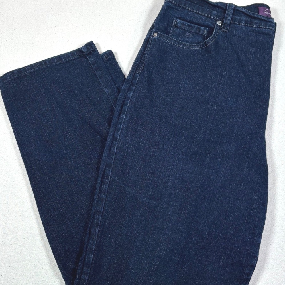 Gloria Vanderbilt Amanda High Rise Tapered Jeans Womens 16 Dark Indigo Blue